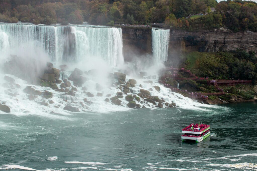 Experience the power of Niagara Falls with a scenic boat tour view.